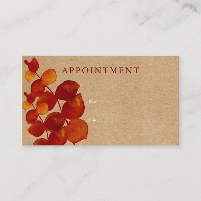 Eucalyptus Rustic Customer Appointment Card (Front)