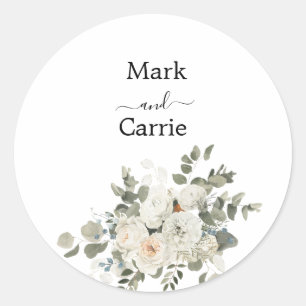Eucalyptus Rustic Greenery Wedding Classic Round Sticker