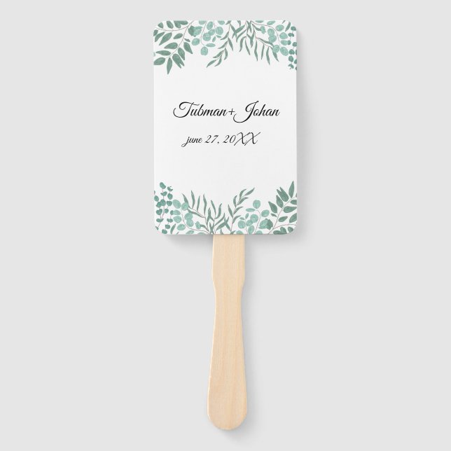  Eucalyptus Rustic Greenery Wedding  Hand Fan (Front)