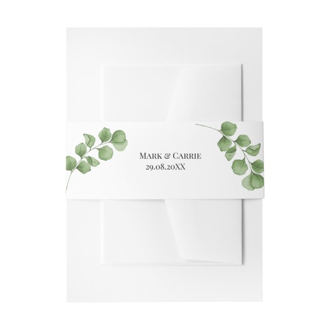 Eucalyptus Rustic Greenery Wedding  Invitation Belly Band (Front Example)
