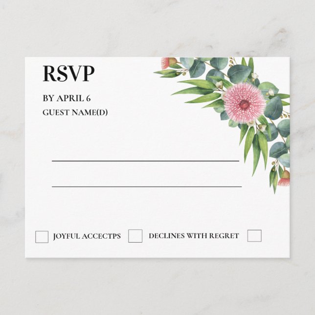 Eucalyptus Rustic Greenery Wedding RSVP Card (Front)
