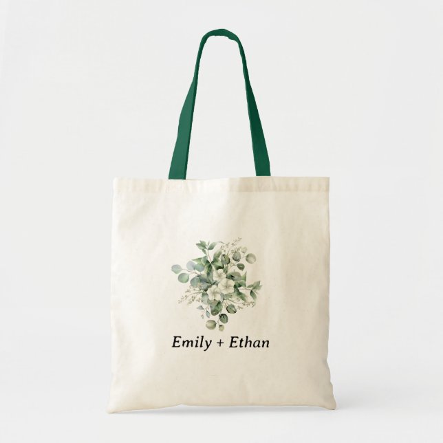 Eucalyptus Rustic Greenery Wedding Tote Bag (Front)