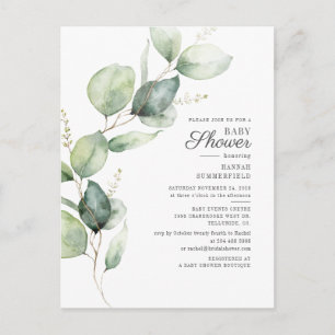 Eucalyptus Rustic Succulent Botanical Baby Shower Invitation Postcard
