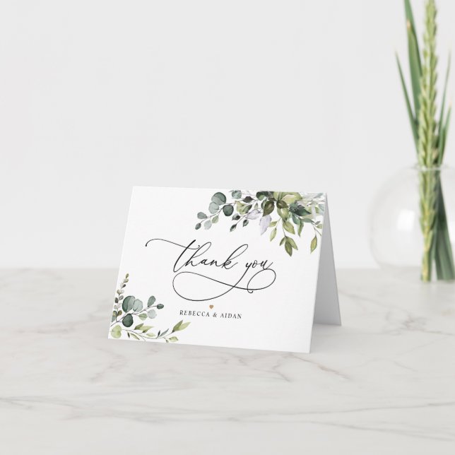 Eucalyptus Rustique Carte de remerciements Mariage (Devant)