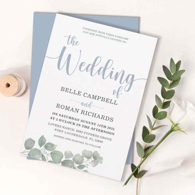 Eucalyptus Rustique Dusty Faire-part de mariage bl (Créateur téléchargé)