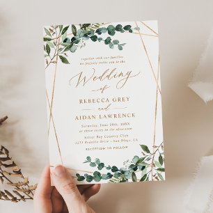 Eucalyptus Rustique Faire-part de mariage or
