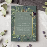 Eucalyptus & Sage Bat Mitzvah<br><div class="desc">Chic botanical bat mitzvah invitation features a border of lush sage green botanical leaves and watercolor eucalyptus foliage with gold foil trim. Personalize with your ceremony and party details in modern lettering on a tone on tone moss green background.</div>