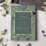 Eucalyptus & Sage Bat Mitzvah<br><div class="desc">Chic botanical bat mitzvah invitation features a border of lush sage green botanical leaves and watercolor eucalyptus foliage with gold foil trim. Personalize with your ceremony and party details in modern lettering on a tone on tone moss green background.</div>