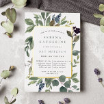 Eucalyptus & Sage Bat Mitzvah<br><div class="desc">Chic botanical bat mitzvah invitation features a border of lush sage green botanical leaves and watercolor eucalyptus foliage with gold foil trim. Personalize with your ceremony and party details in modern lettering on a crisp white background.</div>