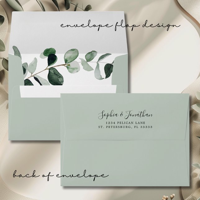 Eucalyptus Sage Botanical Custom Wedding Envelope (Creator Uploaded)