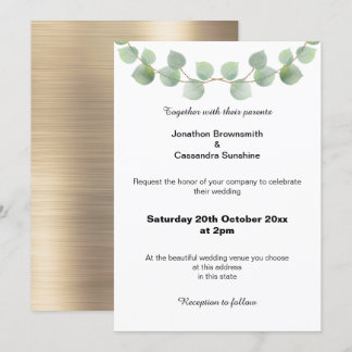 EUCALYPTUS SAGE BRUSHED GOLD WEDDING INVITATION