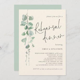 Eucalyptus Sage Cream Rehearsal Dinner Invitation