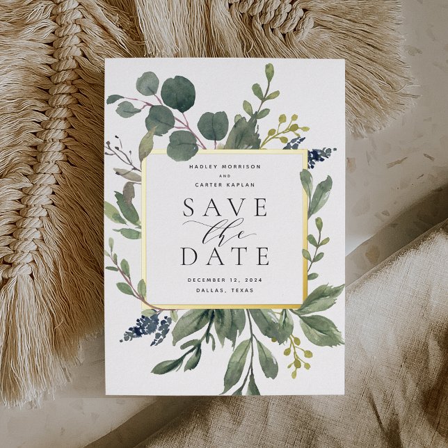 Eucalyptus & Sage Foil Enregistrer la carte Date (Créateur téléchargé)