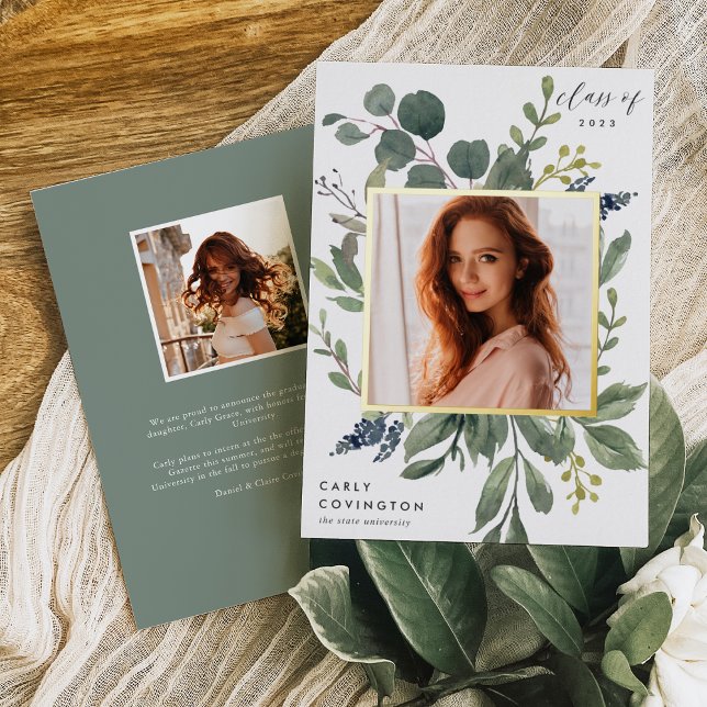 Eucalyptus & Sage Foil Graduation Announcement (Creator Uploaded)