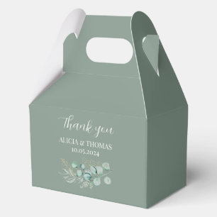 Eucalyptus Sage Green Botanical Wedding Favor Box