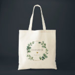 Eucalyptus Sage Green Bridesmaid Tote Bag<br><div class="desc">Create your own custom personalized tote bag with the name of your bridesmaid. Elegant sage green eucalyptus botanicals with faux gold heart will brighten your day or make a gift they won't forget.</div>