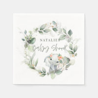 eucalyptus sage green cute elephant baby shower 