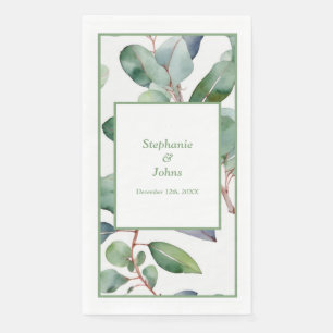 Eucalyptus Sage Green Dusty Blue Leaves Wedding Napkin