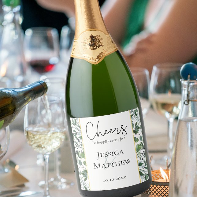 Eucalyptus Sage Green Gold Foil Wedding Wine Label (Eucalyptus Sage Green Gold Foil Wedding Wine Label)