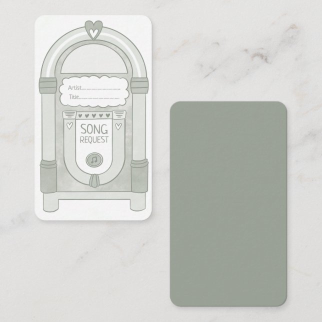 Eucalyptus Sage Green Jukebox Song Request Card (Front/Back)