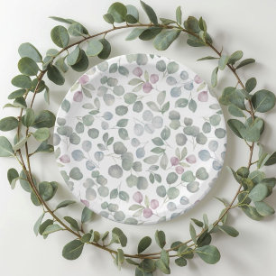 Eucalyptus  sage green paper plate