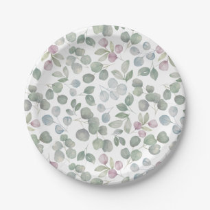 Eucalyptus  sage green paper plate