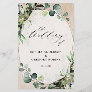 Eucalyptus Sage Green Programme de mariage moderne