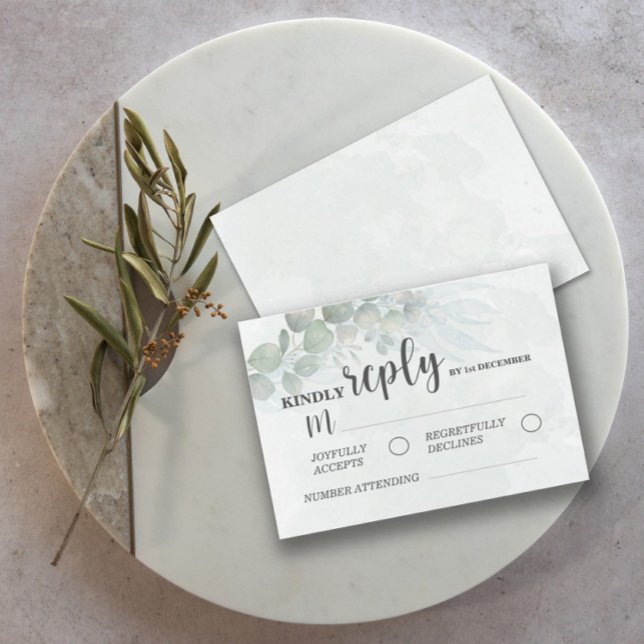 Eucalyptus sage green RSVP Response Card (Creator Uploaded)