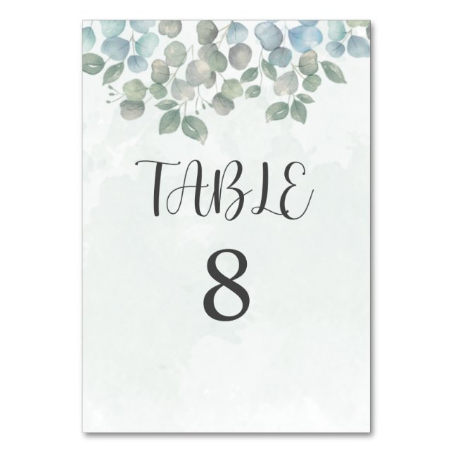 Eucalyptus sage green Table Card (Front)