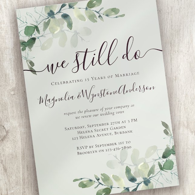 Eucalyptus Sage Green Vow Renewal Invitation (Creator Uploaded)