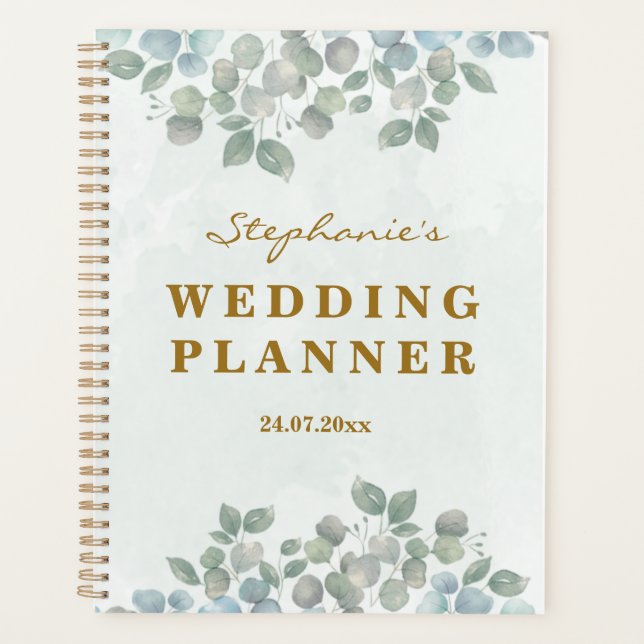 eucalyptus sage green watecolor planner (Front)