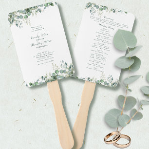  Eucalyptus Sage Green Watercolor Greenery Wedding Hand Fan