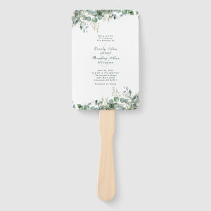  Eucalyptus Sage Green Watercolor Greenery Wedding Hand Fan