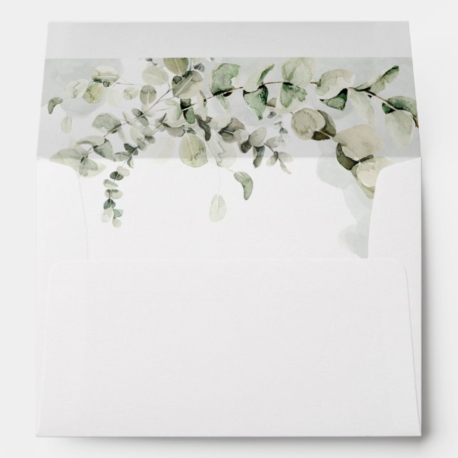 Eucalyptus Sage Green Wedding Return Address Envelope (Back (Bottom))
