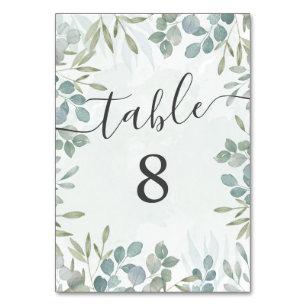 Eucalyptus Sage Green Wedding Table Number