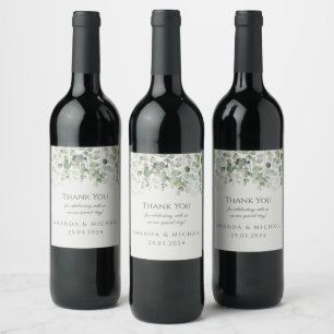 Eucalyptus Sage Green Wedding Thank You  Wine Label