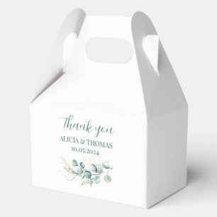 Eucalyptus Sage Green White Botanical Wedding  Favor Box