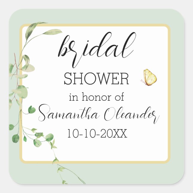  Eucalyptus Sage Greenery Bridal  Square Sticker (Front)