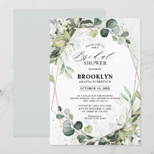 Eucalyptus Sage Greenery Geometric Bridal Shower Invitation