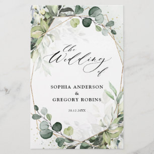 Eucalyptus Sage Greenery Modern Wedding Program