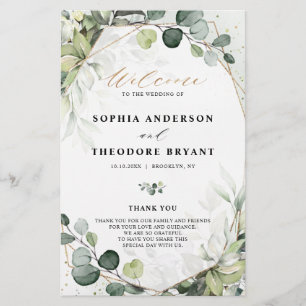 Eucalyptus Sage Greenery Modern Wedding Program
