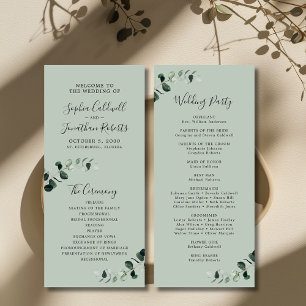 Eucalyptus Sage Romantic Calligraphy Wedding Program