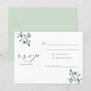 Eucalyptus Sage Watercolor wedding RSVP Postcard