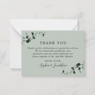 Eucalyptus Sage Wedding Mini Thank You Note Card