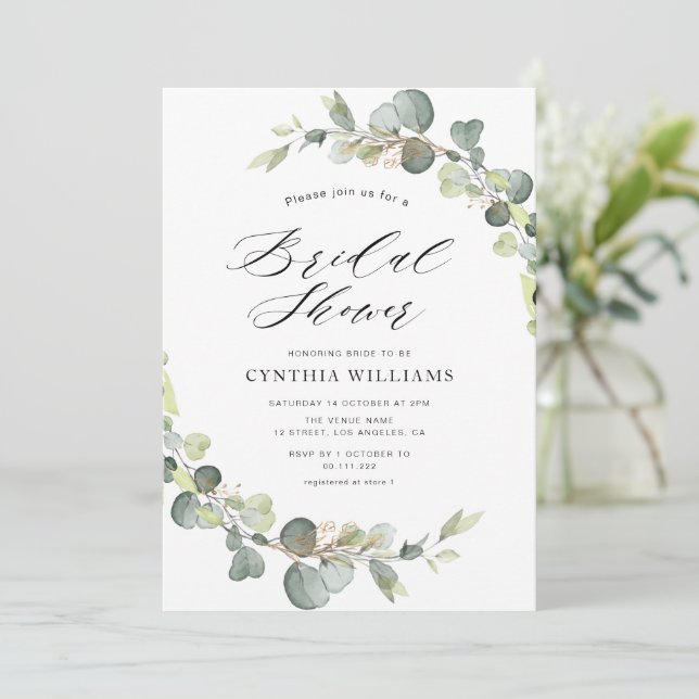eucalyptus sauge verte nuptiale invitation (Debout devant)