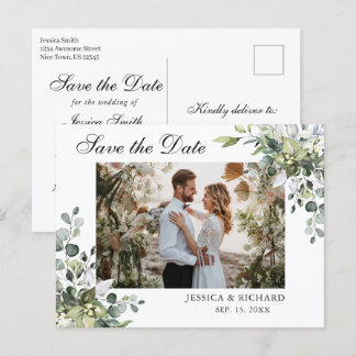 Eucalyptus Save the Date PHOTO Invitation Postcard
