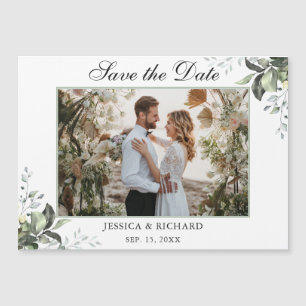 Eucalyptus Save the Date PHOTO Magnetic Card