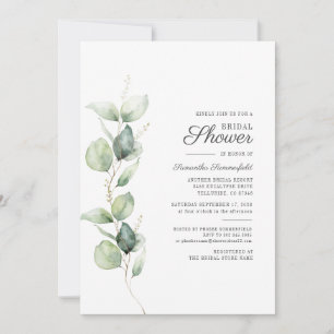 Eucalyptus Script Botanical Bridal Shower Invitation