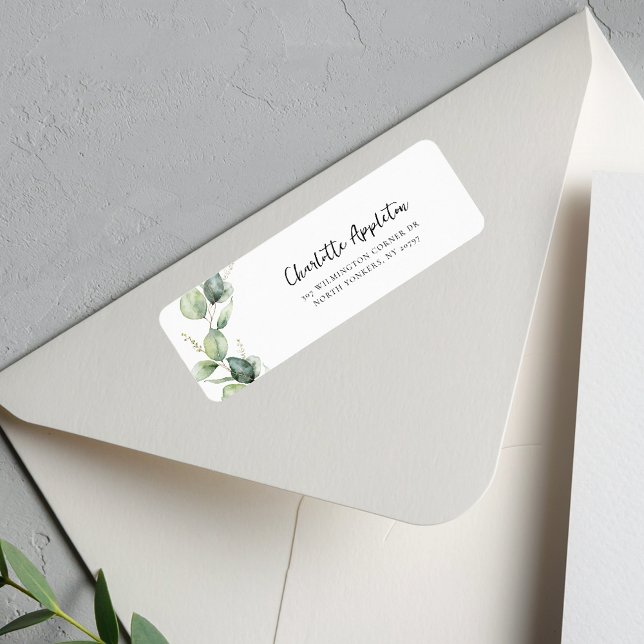 Eucalyptus Script Botanique Grad Adresse de retour (Graduation Eucalyptus Script Botanical Grad Return Address Label)
