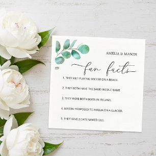 Eucalyptus Script Calligraphy Fun Facts Wedding Napkin
